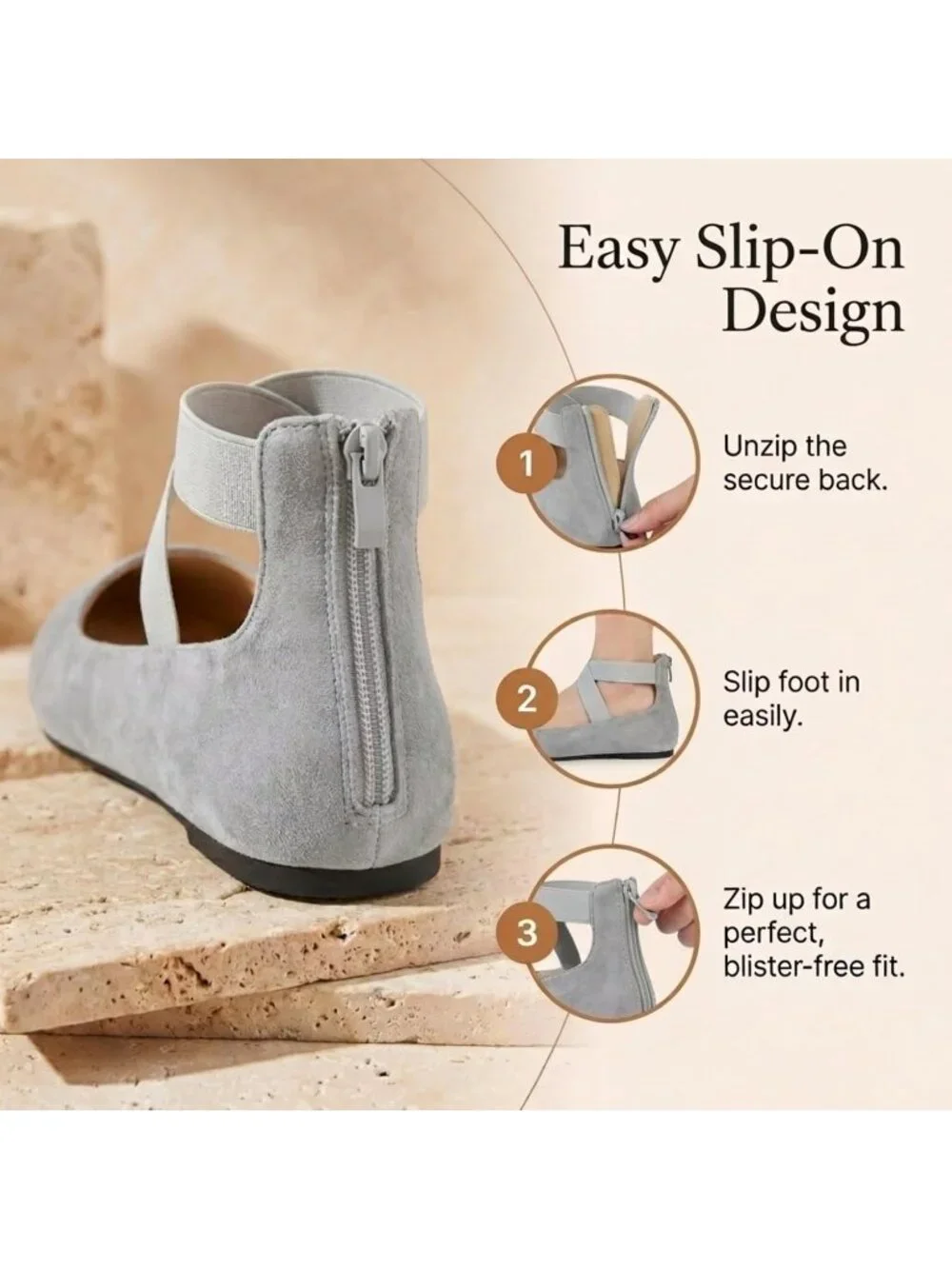 Womens Light Grey Foam Cushioned Closed Toe Criss Cross Elastic Strap Flat Shoes